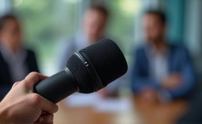 Image of a microphone during an interview, representing interview techniques